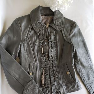 Steve Madden Charcoal Ruffle Leather Jacket